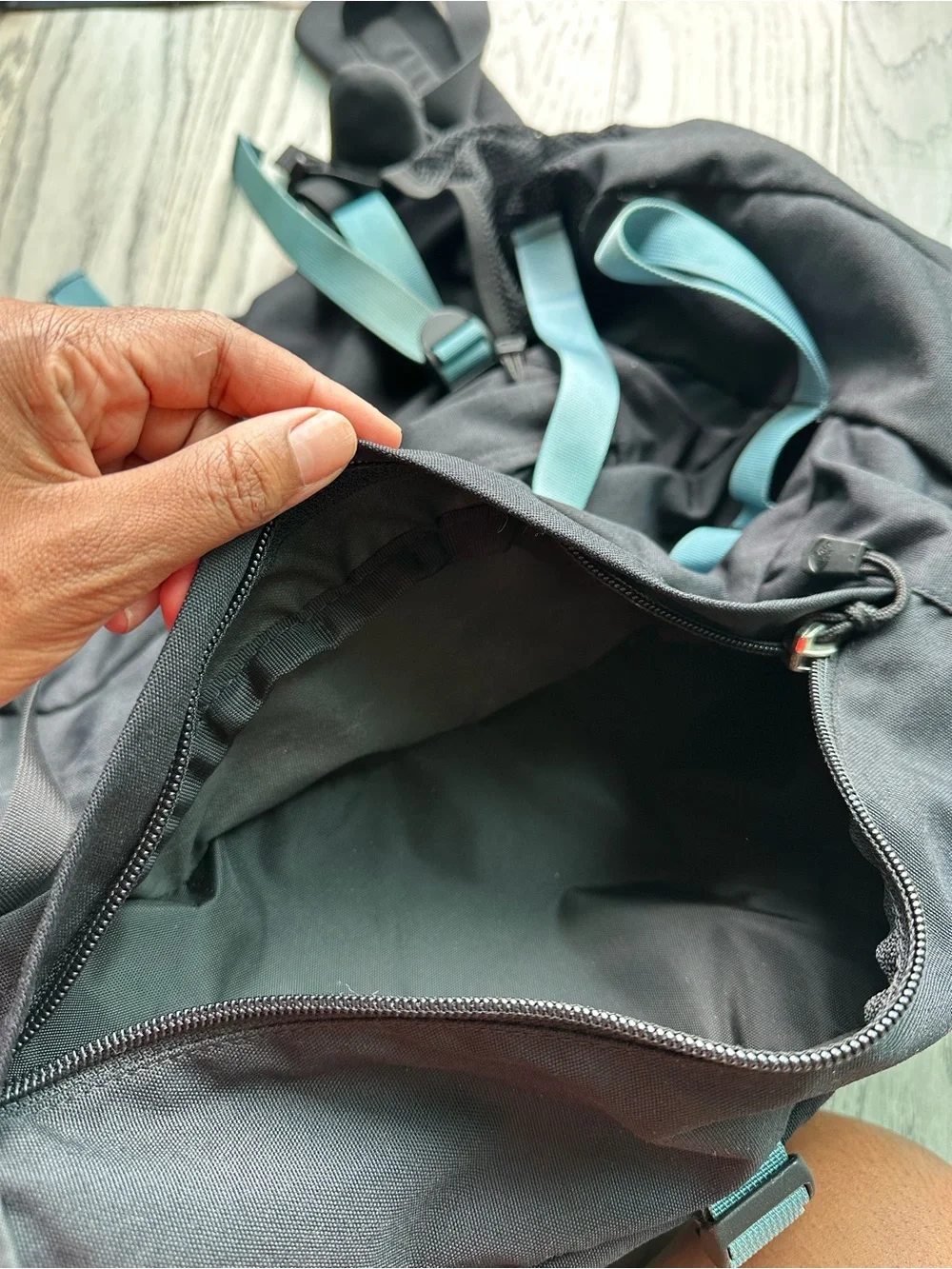 The North Face Large Hiking Backpack with Teal Straps